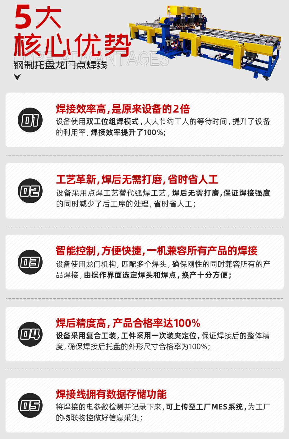 鋼制托盤龍門點(diǎn)焊線核心優(yōu)勢